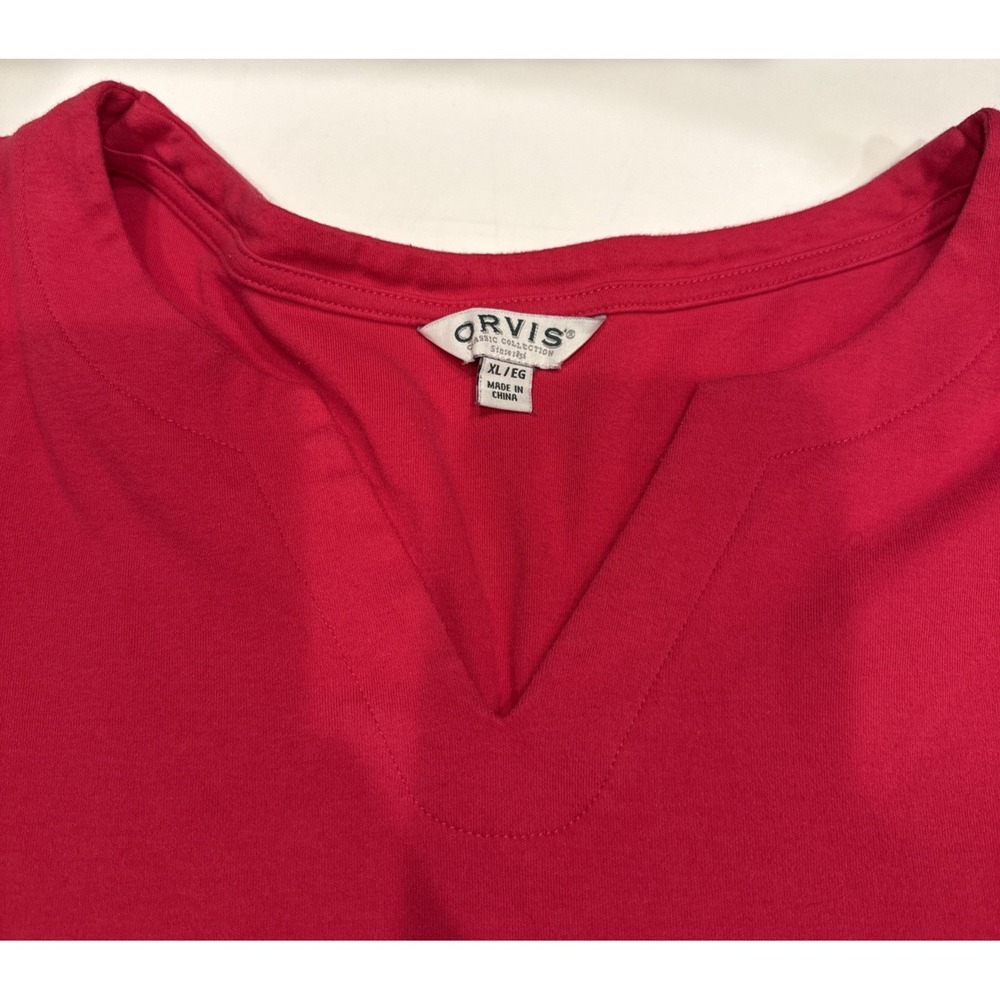 Orvis Womens Top Pink Pima Cotton Knit V-Neck 3/4 Sleeve Pullover T-Shirt XL - Picture 3 of 13